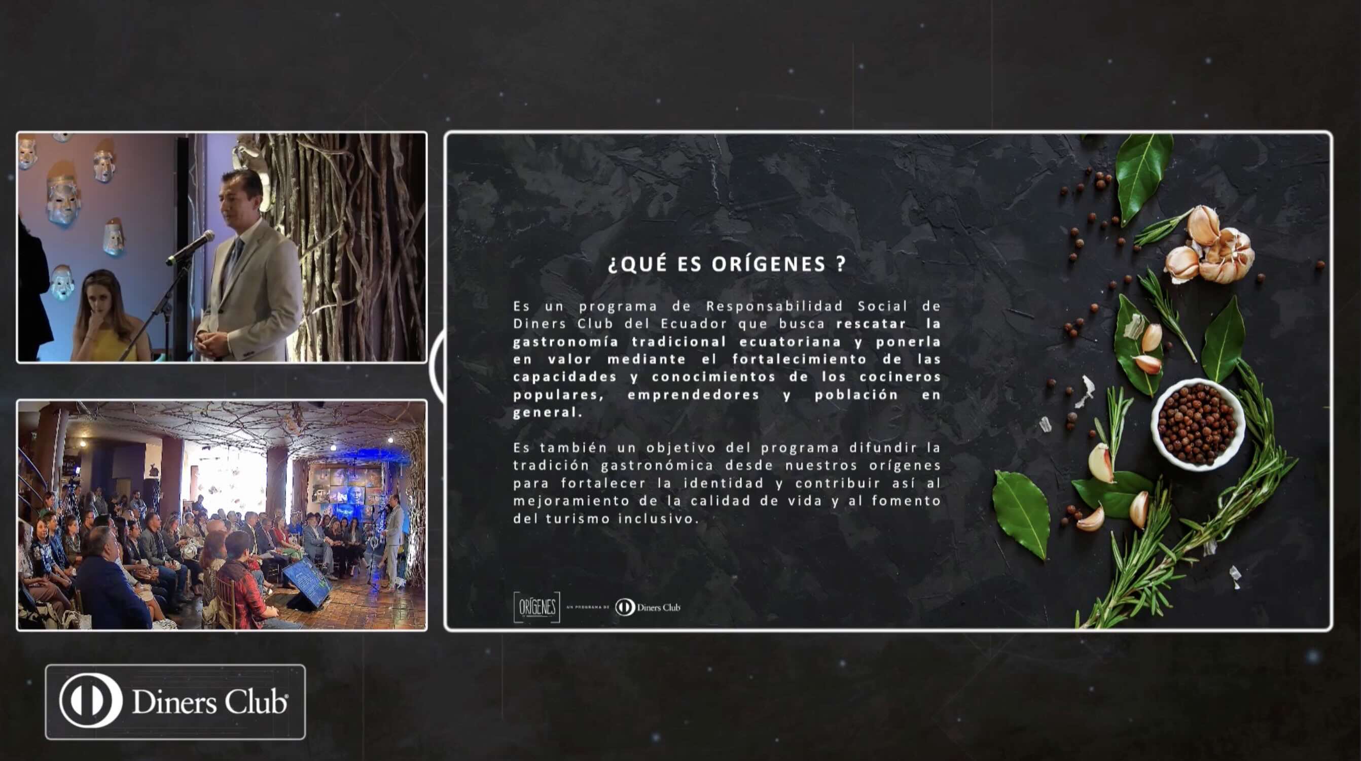 Evento Orígenes de DINERS CLUB con streaming, pantallas LED e integración de audio